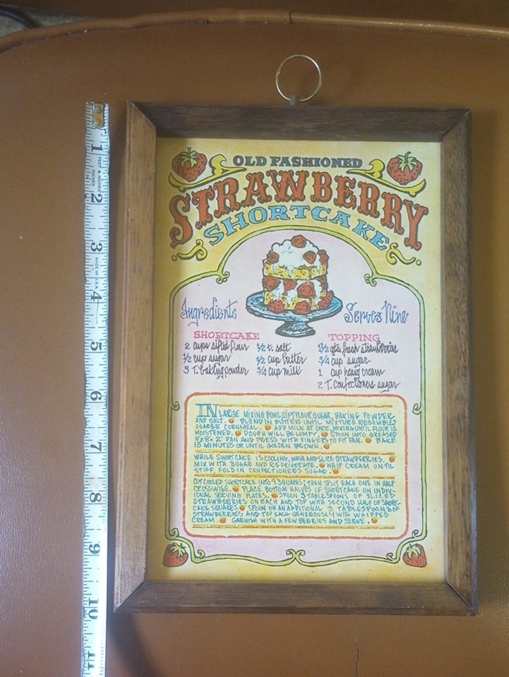 Strawberry Shortcake Recipe Kitchen Art Wall Plaque. Red Green Blue Pink Brown - Picture 4 of 4
